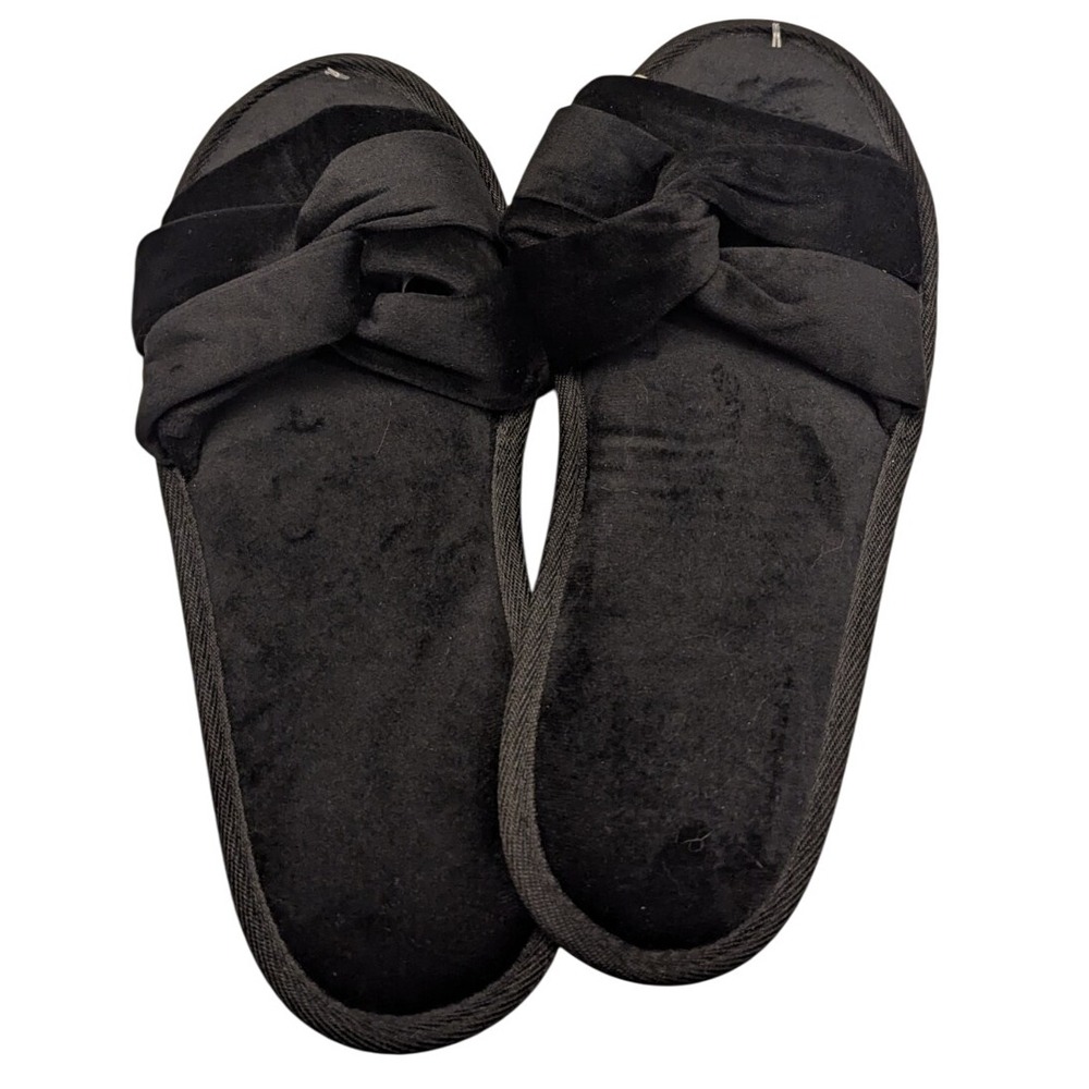 Charter Club Memory Foam Slippers XL 11-12 Black Knot Comfort NWT Chic Cozy‎